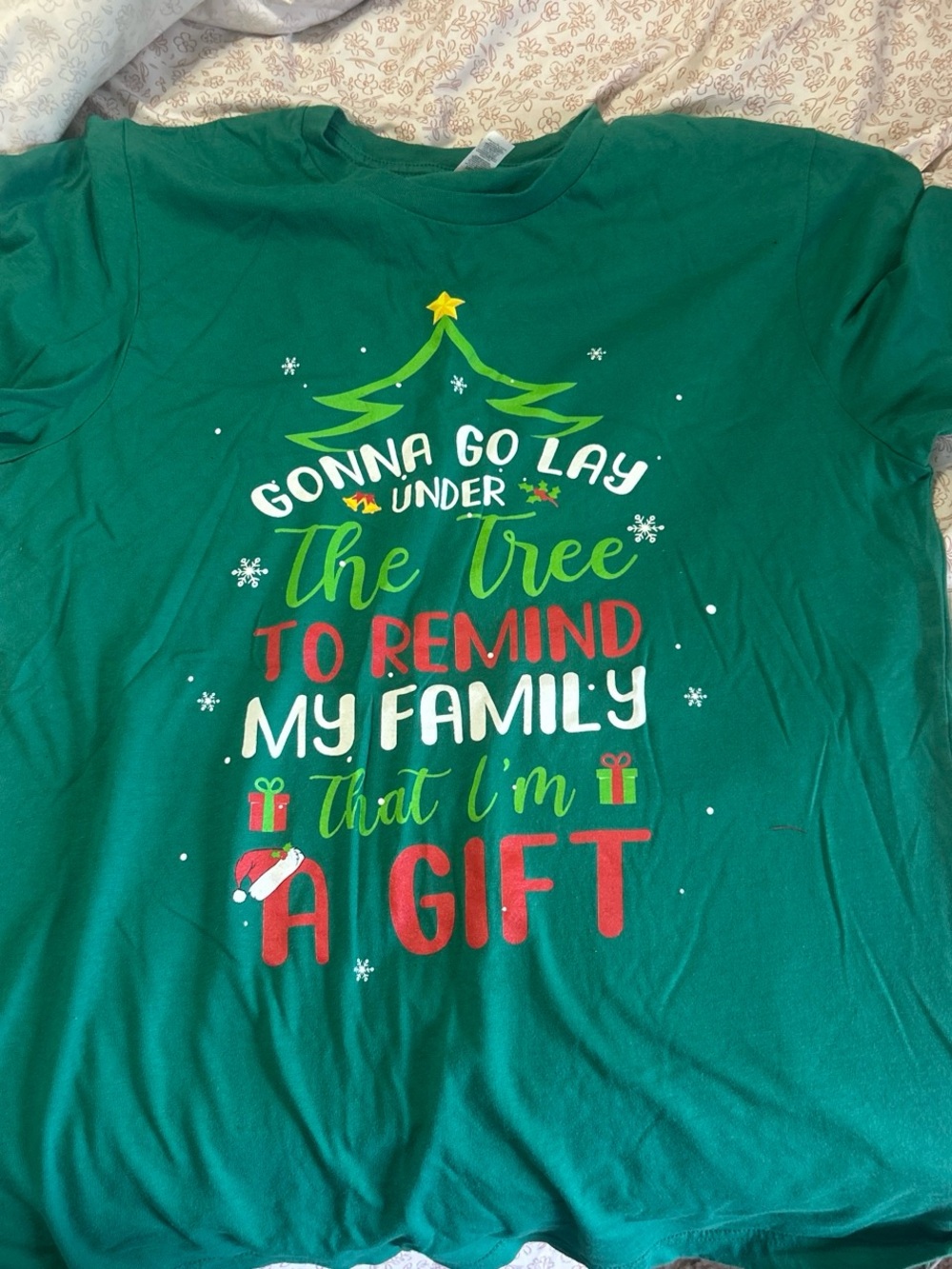 Holiday Graphic Tee - Green "A Gift" Design